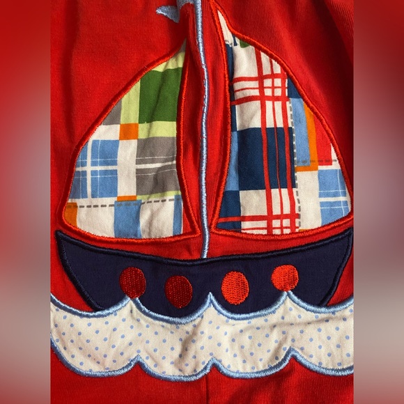 Millie Jay Spring Red Romper nautical Ruffle detail Toddler Girl 12 Months - Picture 12 of 15